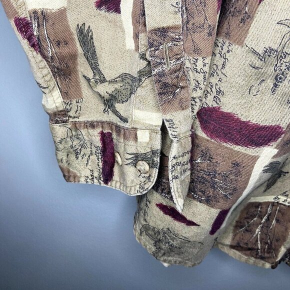 WOOLRICH Original Outdoor Button Down Shirt Mens Size XL Sage Birds Trees Cotton - Picture 6 of 10
